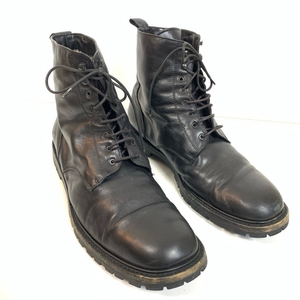 Jenny B Men's Boots Italy Shearling Fur Lined Vibram Sole‎ Size 13.5 Custom Calf